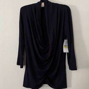 KAREN KANE TWIN SET NAVY BLUE CROSSOVER TOP WITH OPEN FRONT CARDIGAN NWT